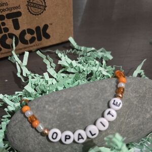 Original Pet Rock With Opalite Bracelet,Can Be customized With bracelets/glitter